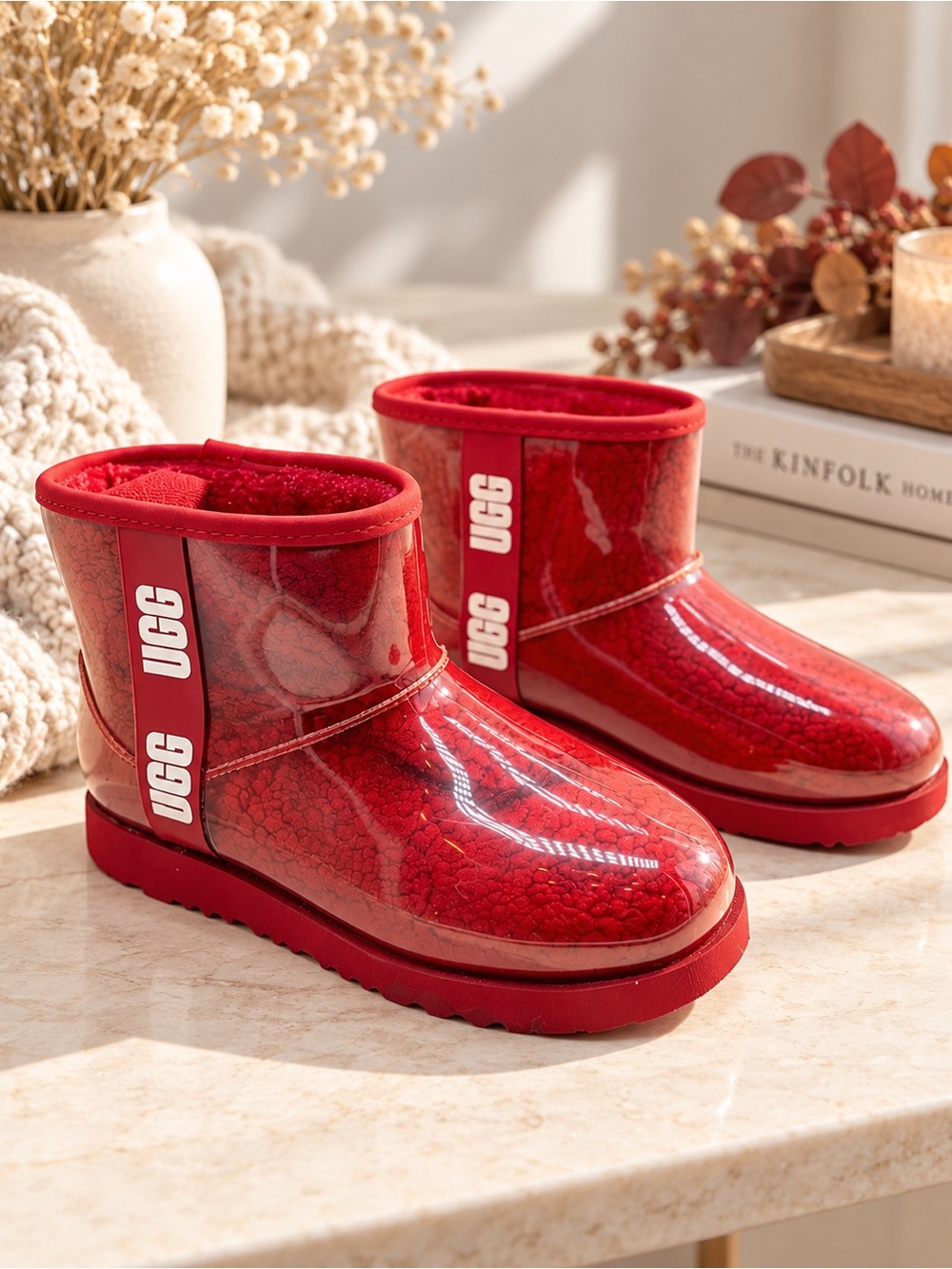 UGG Red Clear Mini Boots Waterproof Glossy Winter Boots Y2K Gorpcore Après Ski